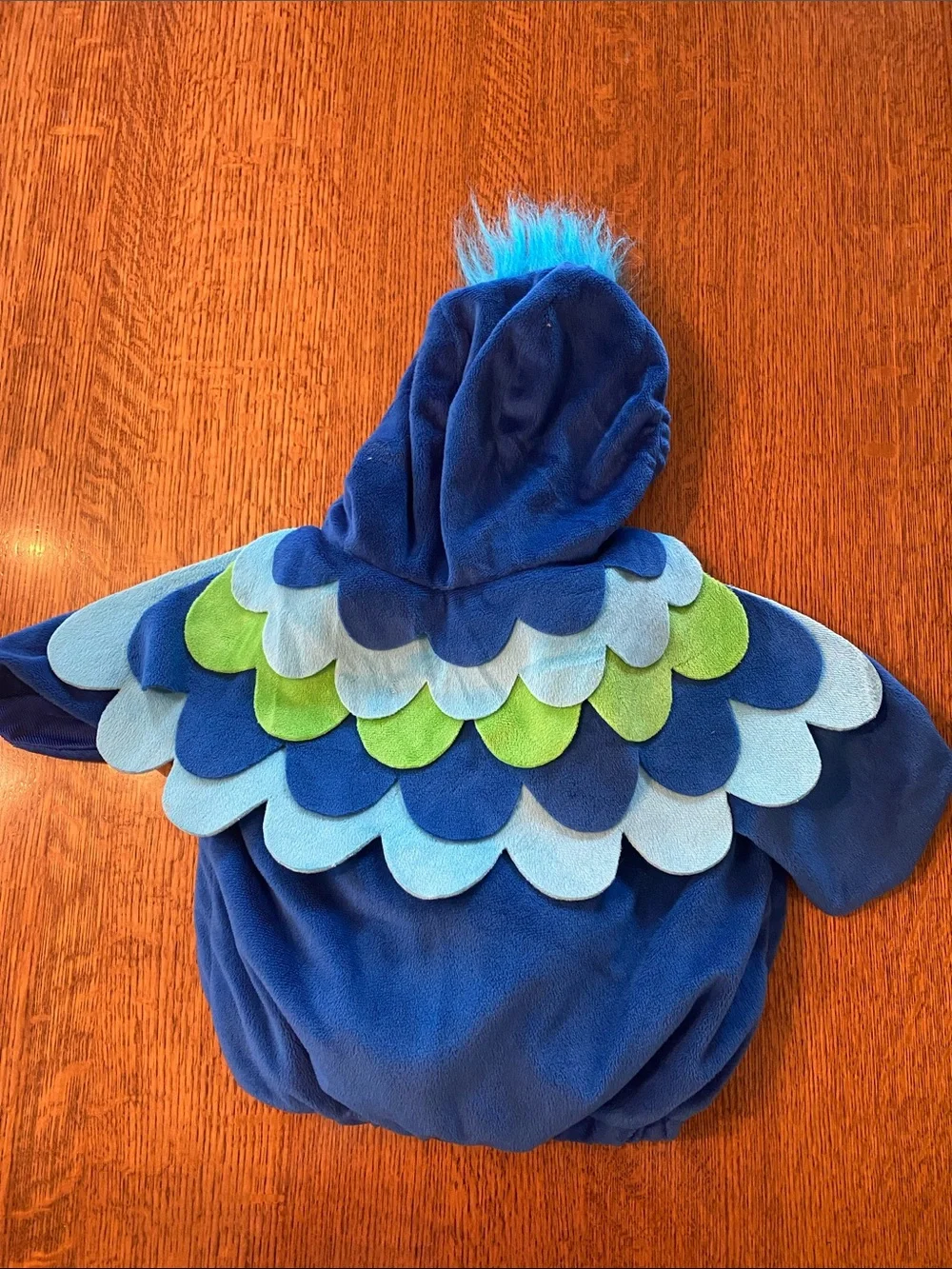 Blue Peacock Baby Costume Jacket with Striped Belly - Picture 4 of 5